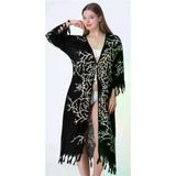 Sunsurf Tokat Taş Baskı Kaftan Pareo Siyah G361