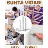 Sunta Ağaç Vidası 5 x 70 - 10 Adet Vida