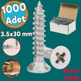 Sunta Vidasi 3.5X30 Mm Paket 1000 Adet Sivri Uclu Ahsap Tahta Agac Mobilya Ayak Kulp Vidasi
