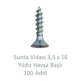 Sunta Vidası 3,5 x 16 mm 100 Adet Yhb Vida