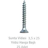 Sunta Vidası 3,5 x 25 mm 25 Adet Yhb Vida