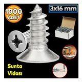 Sunta Vidasi 3X16 Mm Paket 1000 Adet Sivri Uclu Ahsap Tahta Agac Mobilya Ayak Kulp Vidasi