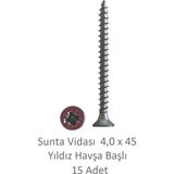 Sunta Vidası 4,0 x 45 mm 15 Adet Yhb Vida