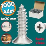 Sunta Vidasi 4X20 Mm Paket 1000 Adet Sivri Uclu Ahsap Tahta Agac Mobilya Ayak Kulp Vidasi