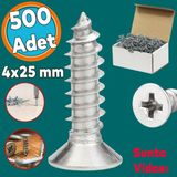 Sunta Vidasi 4X25 Mm Paket 500 Adet Sivri Uclu Ahsap Tahta Agac Mobilya Ayak Kulp Vidasi