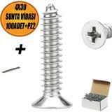 Sunta Vidası 4X30 mm 100 Adet +Pz2 50MM Sivri Uçlu Ahşap Tahta Ağaç Mobilya Ayak Kulp Vidası - VAR