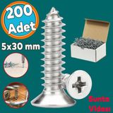 Sunta Vidasi 5X30 Mm Paket 200 Adet Sivri Uclu Ahsap Tahta Agac Mobilya Ayak Kulp Vidasi