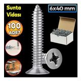 Sunta Vidası 6x40 mm Paket 200 ADET Sivri Uçlu Ahşap Tahta Ağaç Mobilya Ayak Kulp Vidası