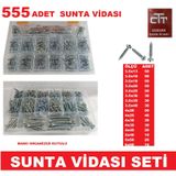 SUNTA VİDASI SETİ 555 PARÇA AHŞAP-PLASTİK-DÜBEL V.B VİDA SETİ