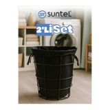 Suntel 2'li Set Siyah Metal Çerçeveli Kirli Sepeti - Çıkarılabilir Kumaş İç Astarlı SG104
