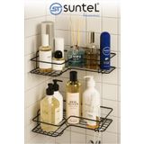 SUNTEL BANYO MUTFAK AKSESUARLARI 2 Adet Yapışkanlı Banyo Rafı, Paslanmaz Banyo Rafı, Banyo Düzenleyici Raf