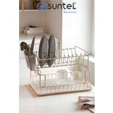 SUNTEL BANYO MUTFAK AKSESUARLARI İki Katlı Modüler Bulaşıklık - Bej Tabaklık Organizer