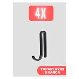 SUNTEL BANYO MUTFAK AKSESUARLARI Siyah 4'lü (4 adet) Kanca