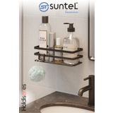 SUNTEL BANYO VE MUTFAK AKSESUARLARI Tek Katlı Yapışkanlı Banyo Rafı + 2 Kanca Hediye