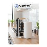 Suntel Beyaz Metal Ahşap Saplı Tezgah Üstü Kağıt Havluluk ve Baharatlık Standı