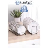 Suntel Çok Gözlü Tezgah Üstü & Dolap İçi Kase-Tabak-Kapak-Tahta Düzenleyici Stand Seti