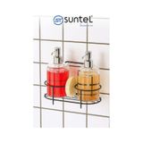 Suntel Metal Standlı 2'li Sıvı Sabunluk Yapışkanlı / Ayaklı Kullanım, Plastik Şişe Siyah