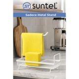 Suntel Mutfak Lavabo Üstü Düzenleyici Organizer - Metal Süngerlik, Deterjanlık ve Bez Askılı Stand