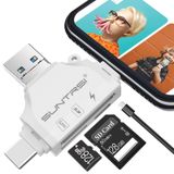 SUNTRSI SD/Micro SD Kart Okuyucu iPhone/ipad/Android/Mac/Bilgisayar/Kamera, Taşınabilir Hafıza Kartı Okuyucu 4'ü 1 Arada Mikro SD Kart Adaptörü ve Trail Kamera Görüntüleyici TF ve SD Kart için Uyumlu