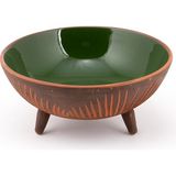 Sunum Kasesi, Seramik Ayaklı Sunum Kasesi, Servis Kasesi, Servis Tabağı, Kase, Tabak (Koyu Yeşil, 20 Cm)