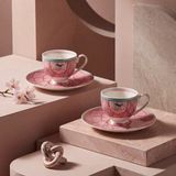 Sunum Luxe Kuş Desenli Pembe 2’li Porselen Kahve Fincan Takımı - 90 ml