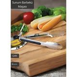 Sunum Maşası Barbekü Maşası Mangal Maşa Çelik Salata Maşası 35 Cm Beyaz