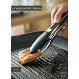 Sunum Maşası Barbekü Maşası Mangal Maşa Silikon Salata Maşası Siyah 25 Cm Beyaz