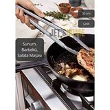 Sunum Maşası Barbekü Maşası Mangal Maşa Silikon Salata Maşası Siyah 30 Cm Beyaz