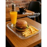 Sunum Tepsisi Kırılmaz Çay Tepsisi Bpa Free Servis Tepsisi Şeffaf 30X44 cm - Beyaz