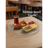 Sunum Tepsisi Kırılmaz Çay Tepsisi Bpa Free Servis Tepsisi Şeffaf 39X39 cm - Beyaz