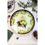 Sunum360 İtalyan Limon Desenli, Dönen Standlı Lüx Servis Sunum Tabağı, Dönen Pasta ve Peynir Tabağı Standı, lazy Susan
