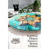 Sunum360 Selçuklu Antik Desenli, Dönen Standlı Lüx Servis Sunum Tabağı, Dönen Pasta ve Peynir Tabağı Standı - 1 Adet