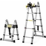 Sunup SN-29683 4+4 Metre Teleskopik Merdiven Karavan & Tekne Katlanır Alüminyum - gri