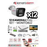 Sunveo 12 Kameralı 5 Mp Sesli Ip Güvenlik Kamerası Gece Renkli Yüz ve Araç Tanımalı Full Hd Kamera Sistemi - Beyaz