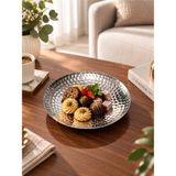 Sunvera Çelik 15 cm Metal Gümüş Dekoratif Masa ve Orta Sehpa Aksesuarı Gümüş Anahtarlık Şekerlik Çikolatalık Sunum Tabağı 1 Adet