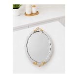 SUNVERA ÇELİK 2'li Paslanmaz Çelik Oval Sunum Tepsisi 20x26 cm Gold Lüks Kulplu Gümüş Aynalı Servis Tepsisi Kahve Sunum, Çay Servis, İkram, Lokum, Çikolata ve Dekoratif Tepsi Seti