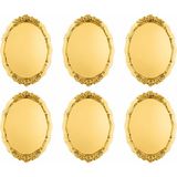 Sunvera Çelik 6 Adet Oval Güllü Gold Renk Paslanmaz Çelik Aynalı Sunum Tepsisi Söz Nişan Kahve Tepsisi Çay Kahve Servis Tabağı Lokum Çikolata Çerez Tatlı Sunumluk Ikramlık Seti 26*20