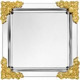 Sunvera Çelik 6 Parça Köşeli Kare Gold Güllü Paslanmaz Çelik Aynalı Sunum Tepsisi Söz Nişan Kahve Tepsisi Çay Kahve Lokum Çikolata Çerez Tatlı Servis Tabağı Ikramlık Seti 22*22
