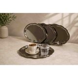 Sunvera Çelik 6'lı Mini Oval Dalgalı Gümüş Paslanmaz Çelik Sunum Tepsisi 16X22 cm – Aynalı Çay Kahve Servis Tepsisi – Lokum Çikolata Ikram Tepsisi – Dekoratif Servis Tepsisi