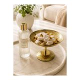 SUNVERA ÇELİK Gold Ayaklı Sunumluk Çerezlik Lokumluk Şekerlik İkramlık Dövme Desenli 14 cm 1 adet