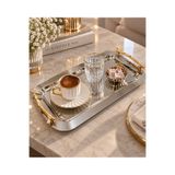 SUNVERA ÇELİK Luxury Gold Dal Kulplu Aynalı Paslanmaz Çelik Dekoratif Sunum Tepsisi 17x32 cm – Orta Sehpa, Konsol, Mum, Buhurdanlık ve Oda Kokusu Tepsisi