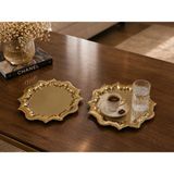 Sunvera Çelik Paslanmaz Çelik Güneş Model Kenar Desenli Gold Kahve Sunum Tepsisi 24*24 6lı