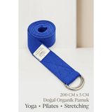 SUNYOGA Doğal Organik Pamuk Yoga Kemeri Lacivert 200 CM x 5 CM Yoga Strap Pilates Esneme Kayışı Dayanıklı Tokalı Yoga Bandı