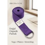 SUNYOGA Doğal Organik Pamuk Yoga Kemeri Mor 200 CM x 5 CM Yoga Strap Pilates Esneme Kayışı Dayanıklı Tokalı Yoga Bandı