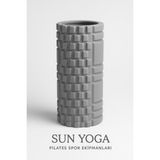 SUNYOGA Foam Roller Masaj Rulosu – Yoga, Pilates, Fitness ve Fizyoterapi İçin EVA Köpük Masaj Aleti (33x14 cm) Gri