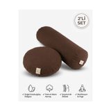 SUNYOGA Zafu Meditasyon Minderi ve Yoga Bolster Seti Karabuğday Dolgulu Pamuk Keten Meditasyon Yastığı