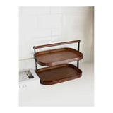 Suo Home 2 Katlı Akasya Stand / Sunumluk / Çok Amaçlı Organizer – Doğal Ahşap İki Katlı Servis