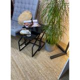 Suotis Zigon 2'li Sehpa Siyah Metal Cam 45x40x40 cm, 5002901877