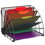 SUPEASY Fan Şekilli Masa Dosyası Düzenleyici, Kağıt Faturaları Dosyalamak için 6 Bölme, Çalışma Alanı, Okul, Ofis, Bekleme Odası, Sınıf Depolama için Masa Aksesuarları, Siyah
