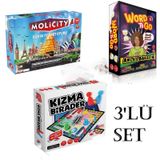 Süper 3'lü Set Molicity Emlak Ticaret Oyunu Kızma Birader Word To Go Tabu